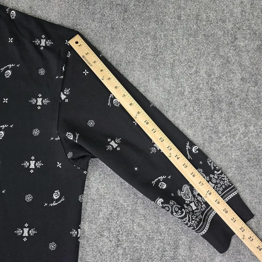 Savage X Fenty Shirt Womens 4X Black Bandana Paisley Long Sleeve Polo Top - Picture 8 of 16